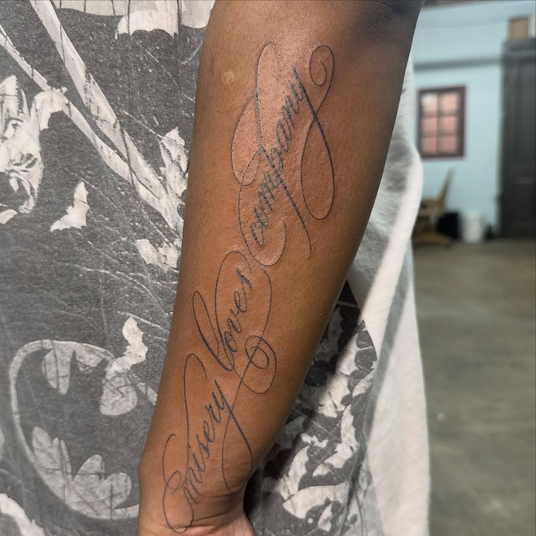 Tattoo by @bluebyrdtattoos — lettering_script