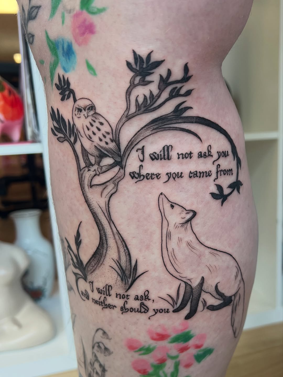 Tattoo by @divagirl_superstar — lettering_script, illustrative