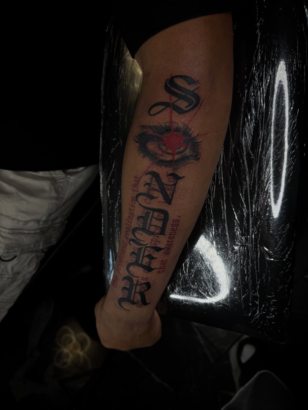 Tattoo by @2groovystudios — lettering_script, blackwork