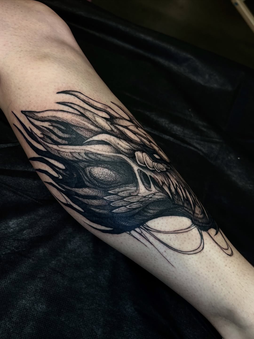 Tattoo by @haileypaetztattoos โ black_and_grey, dark_realism
