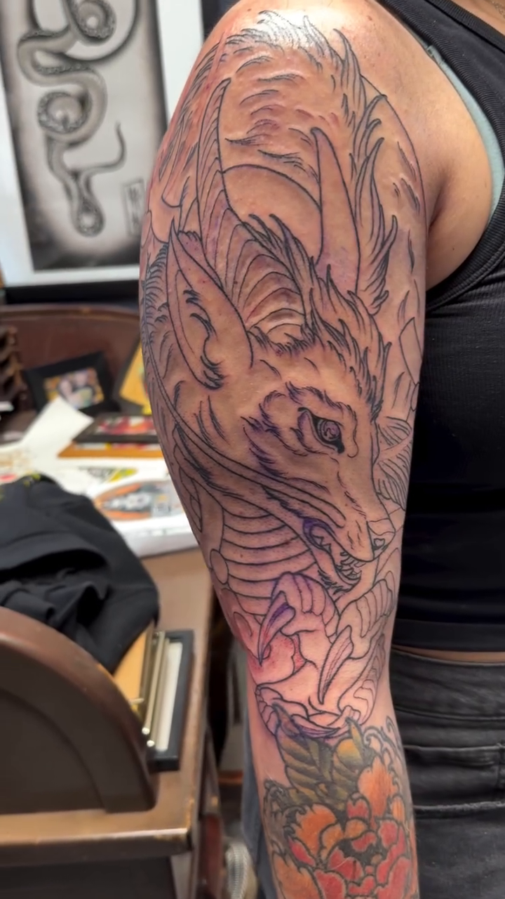 Tattoo by @bajabagleytattoos — japanese_irezumi, black_and_grey