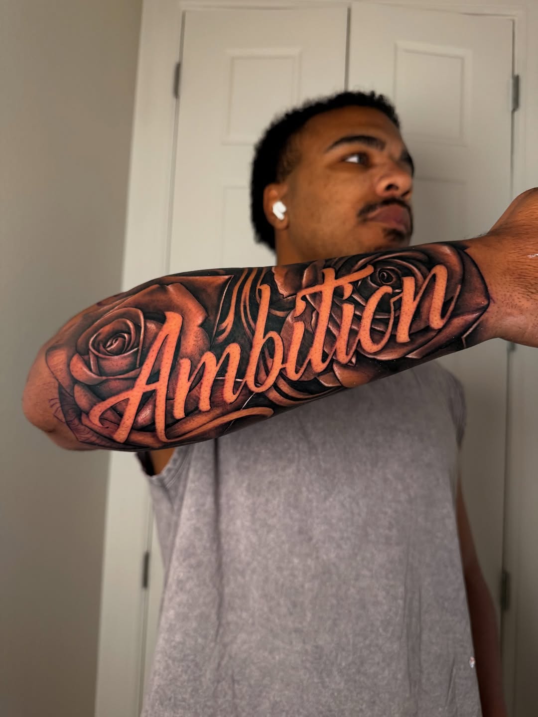 Tattoo by @thejoshacosta — lettering_script, black_and_grey