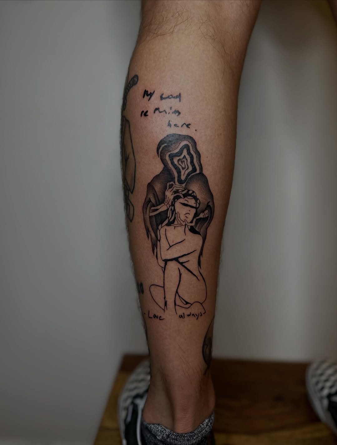 Tattoo by @mayraetats — lettering_script, fine_line