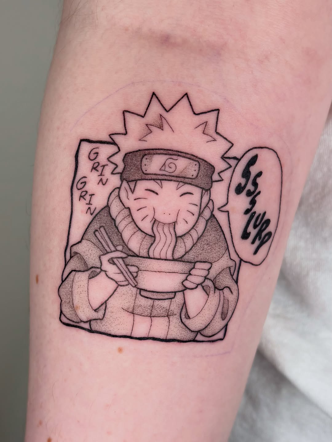 Tattoo by @whitneyrose.ink — anime, black_and_grey
