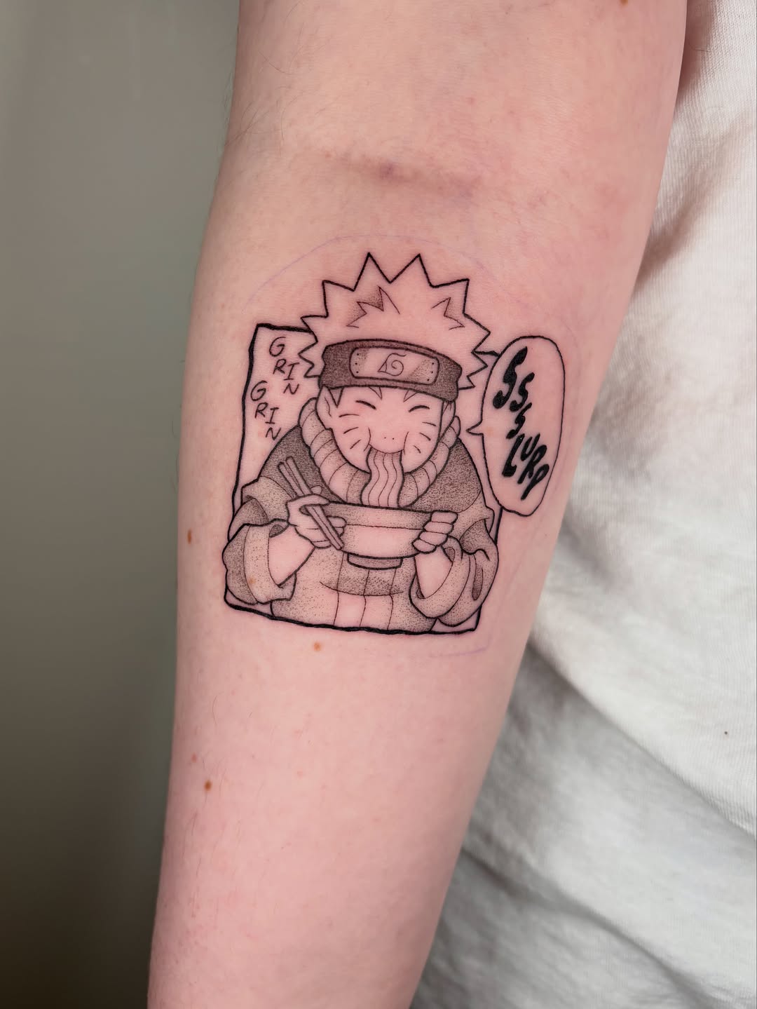 Tattoo by @whitneyrose.ink — anime, dotwork