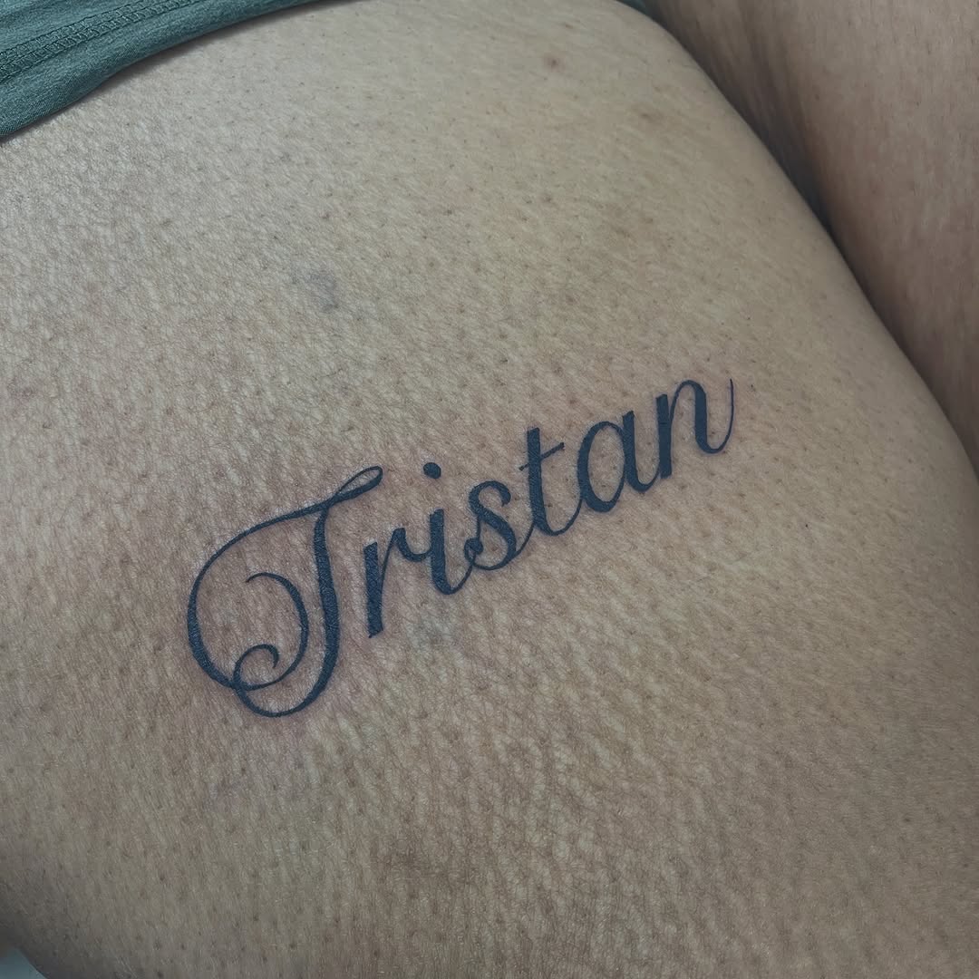 Tattoo by @inknpaint.society โ lettering_script, fine_line