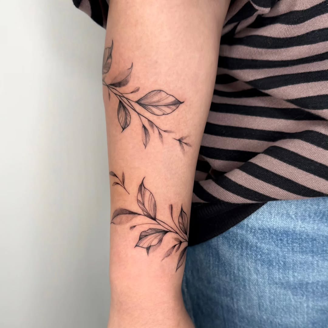 Tattoo by @emogirltattoo — fine_line, black_and_grey