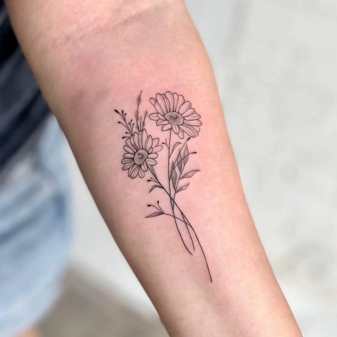 Tattoo by @emogirltattoo — fine_line, black_and_grey