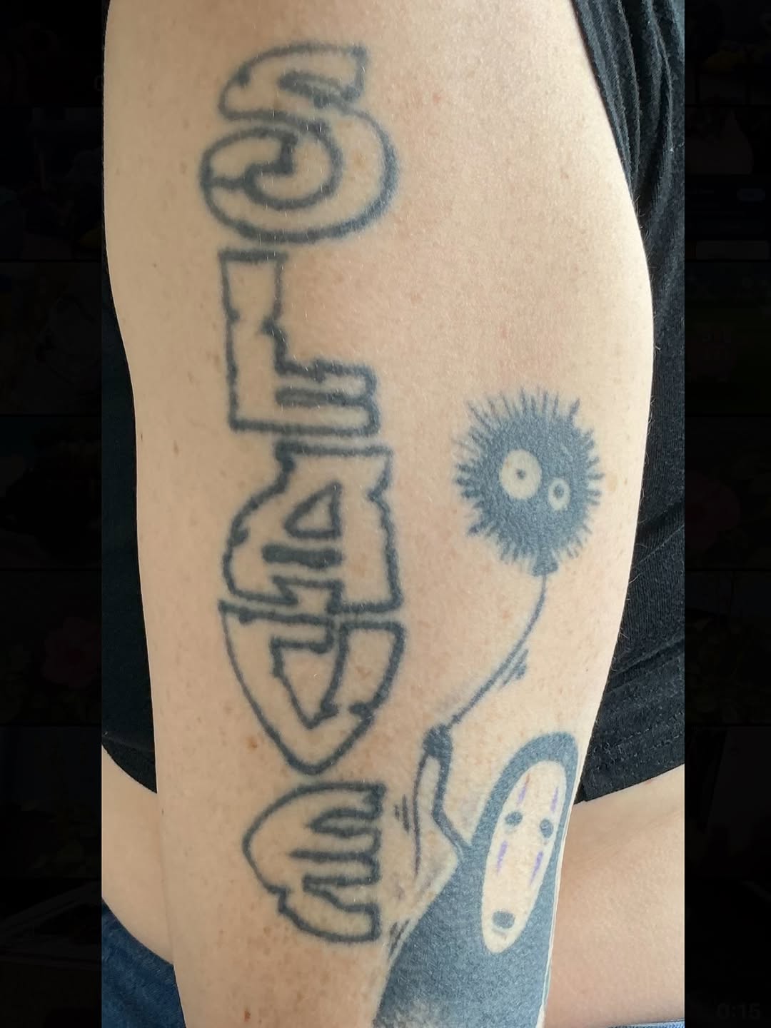 Tattoo by @raerae.tattoos โ lettering_script, anime