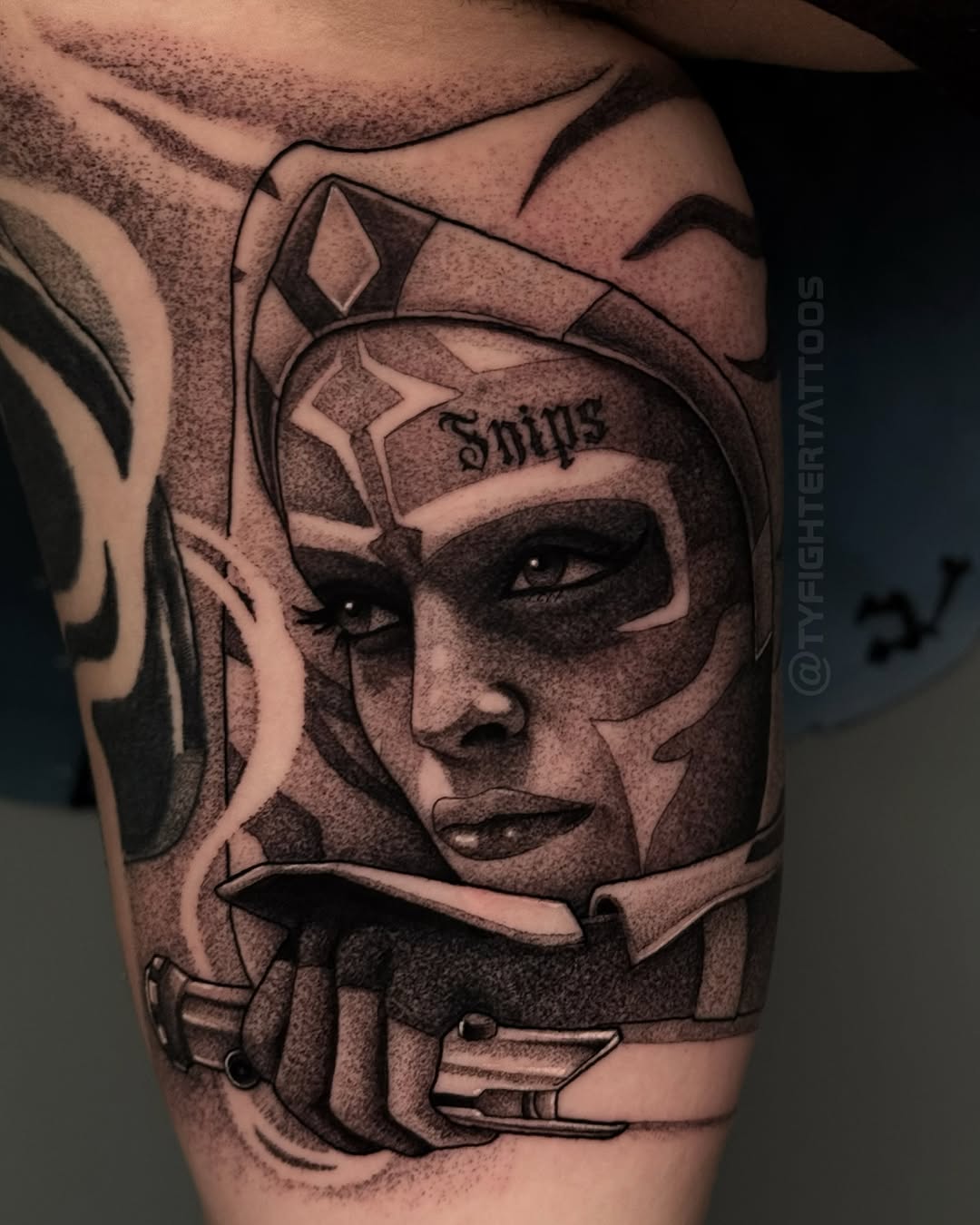 Tattoo by @tyfightertattoos — realism, black_and_grey