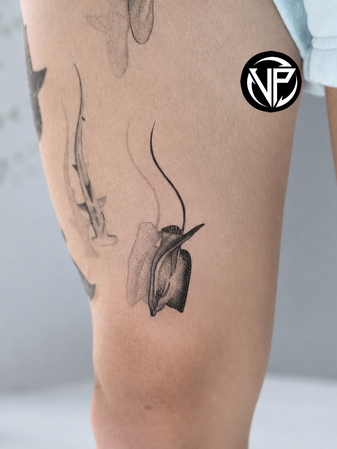 Tattoo by @vu.holistic — black_and_grey, dotwork