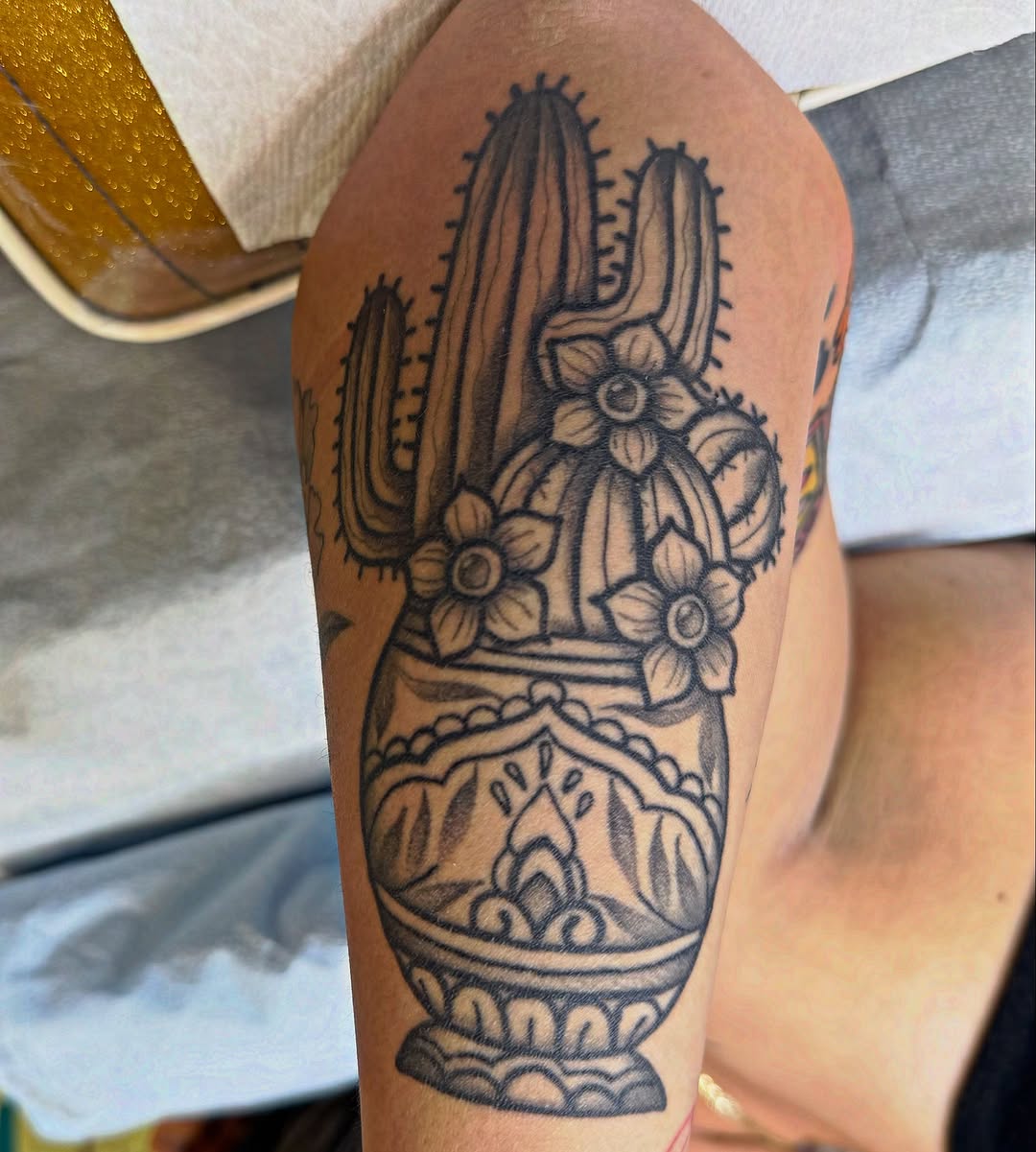 Tattoo by @ohtanyagee — black_and_grey, chicano