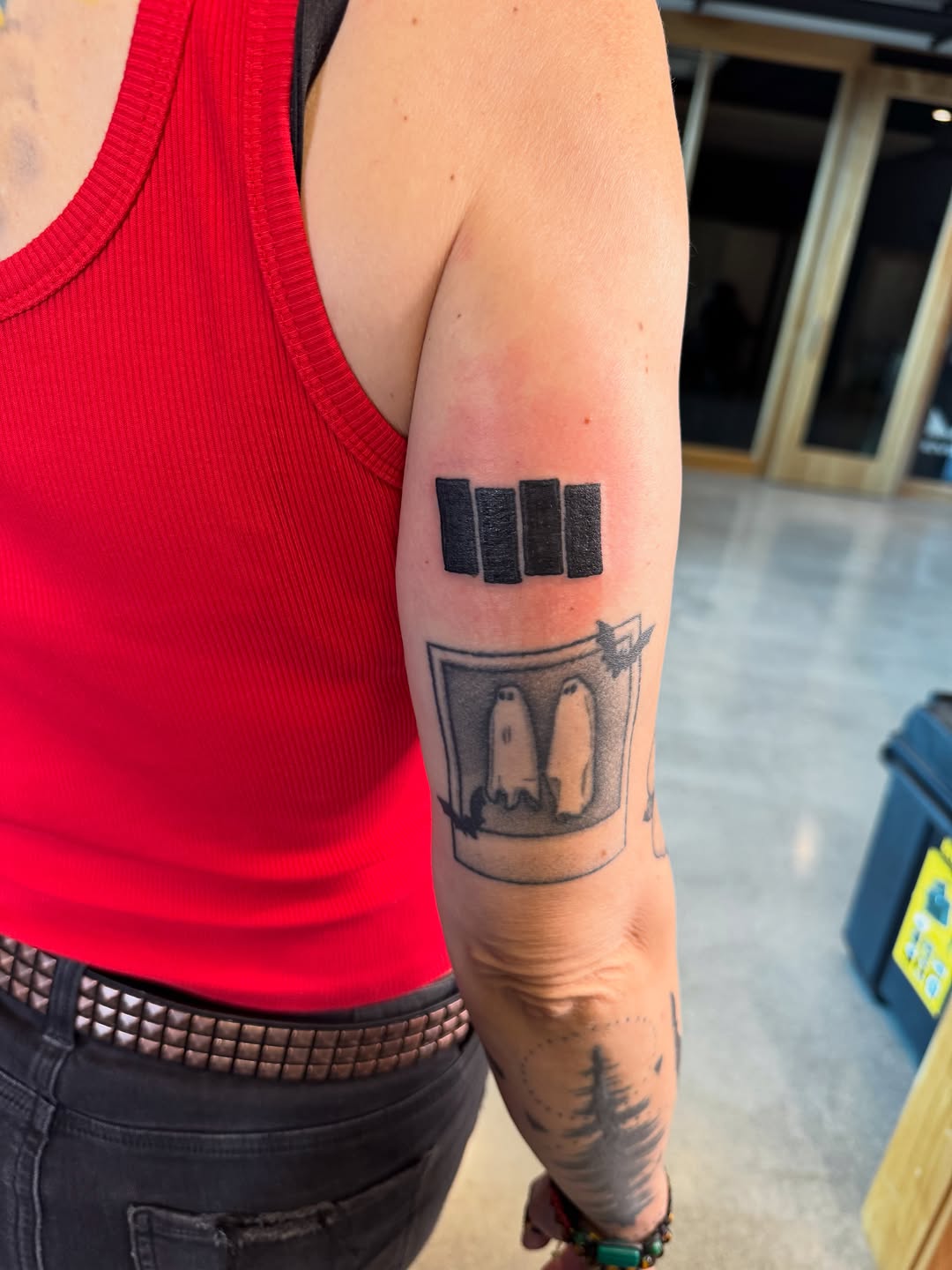 Tattoo by @thepinkmanther — blackwork, illustrative