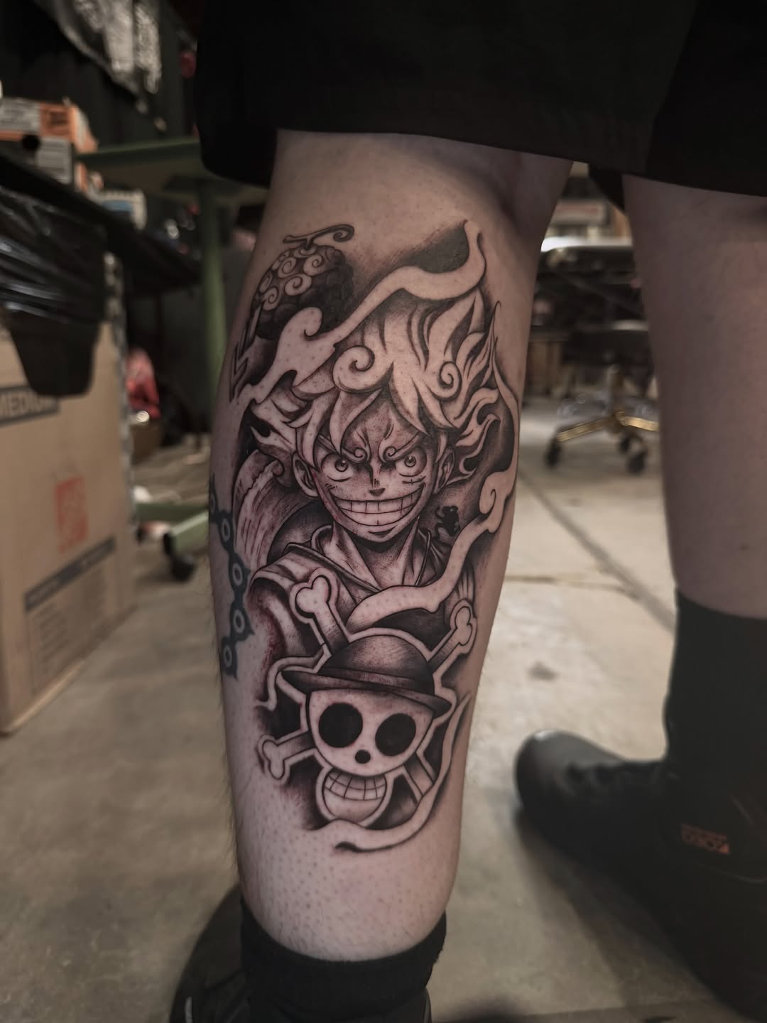 Tattoo by @wendys.ink — anime, black_and_grey