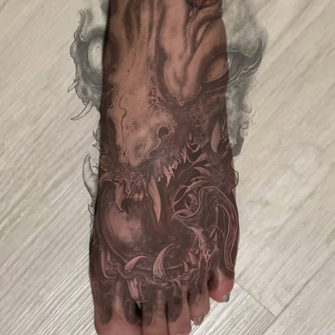 Tattoo by @99_blk โ dark_realism, black_and_grey