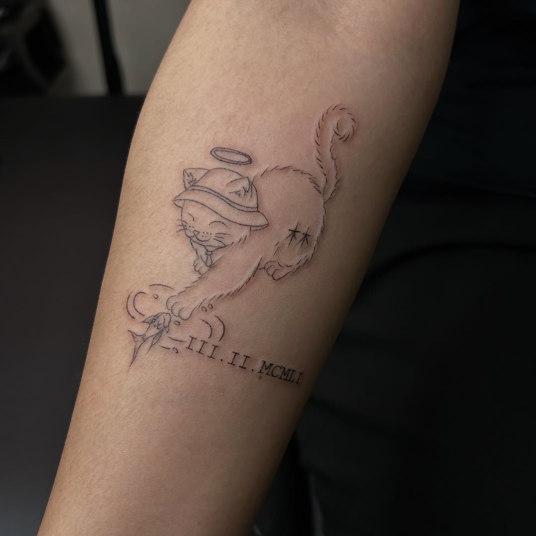 Tattoo by @fineline.tats — fine_line, lettering_script