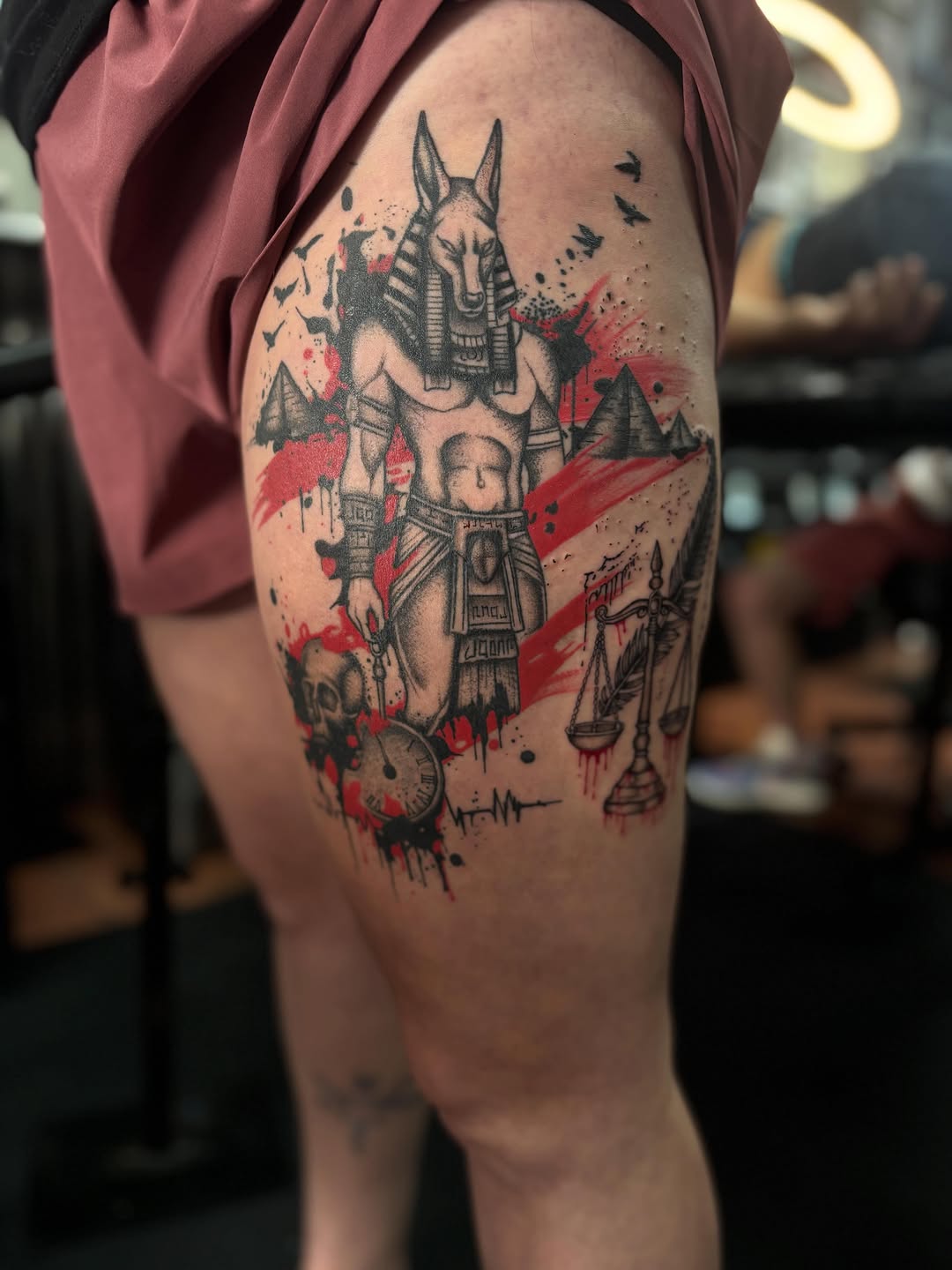 Tattoo by @tattoos_by_trav — black_and_grey, trash_polka