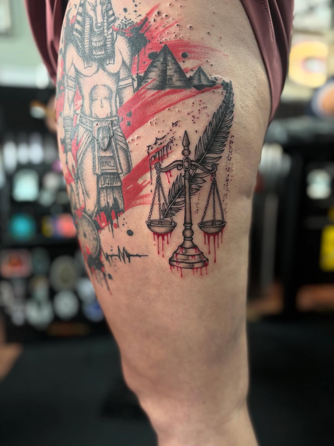 Tattoo by @tattoos_by_trav — black_and_grey, trash_polka