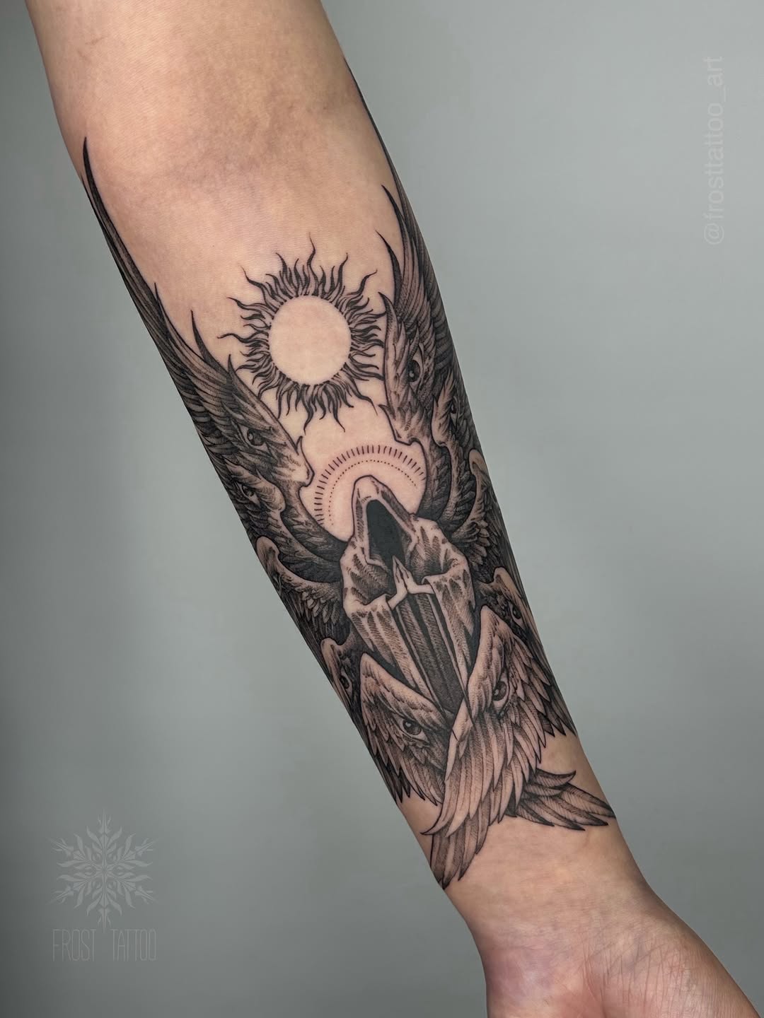 Tattoo by @frosttattoo_art — black_and_grey, realism