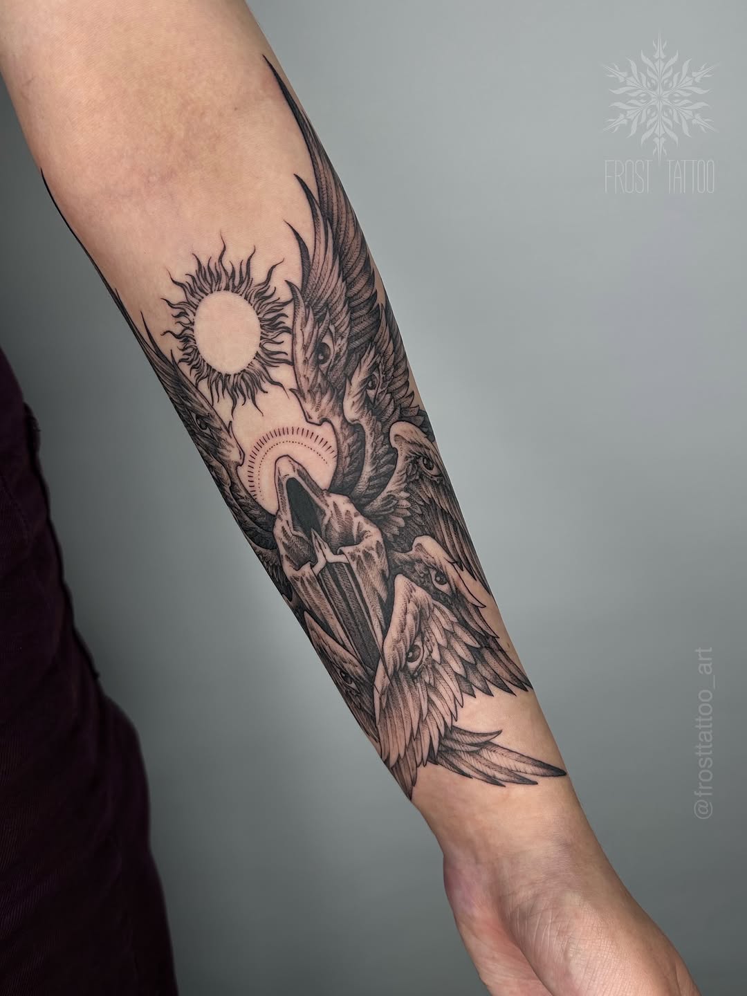Tattoo by @frosttattoo_art — black_and_grey, realism