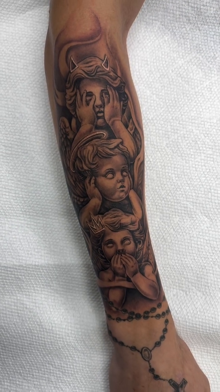 Tattoo by @mikehudsontattoos — realism, black_and_grey