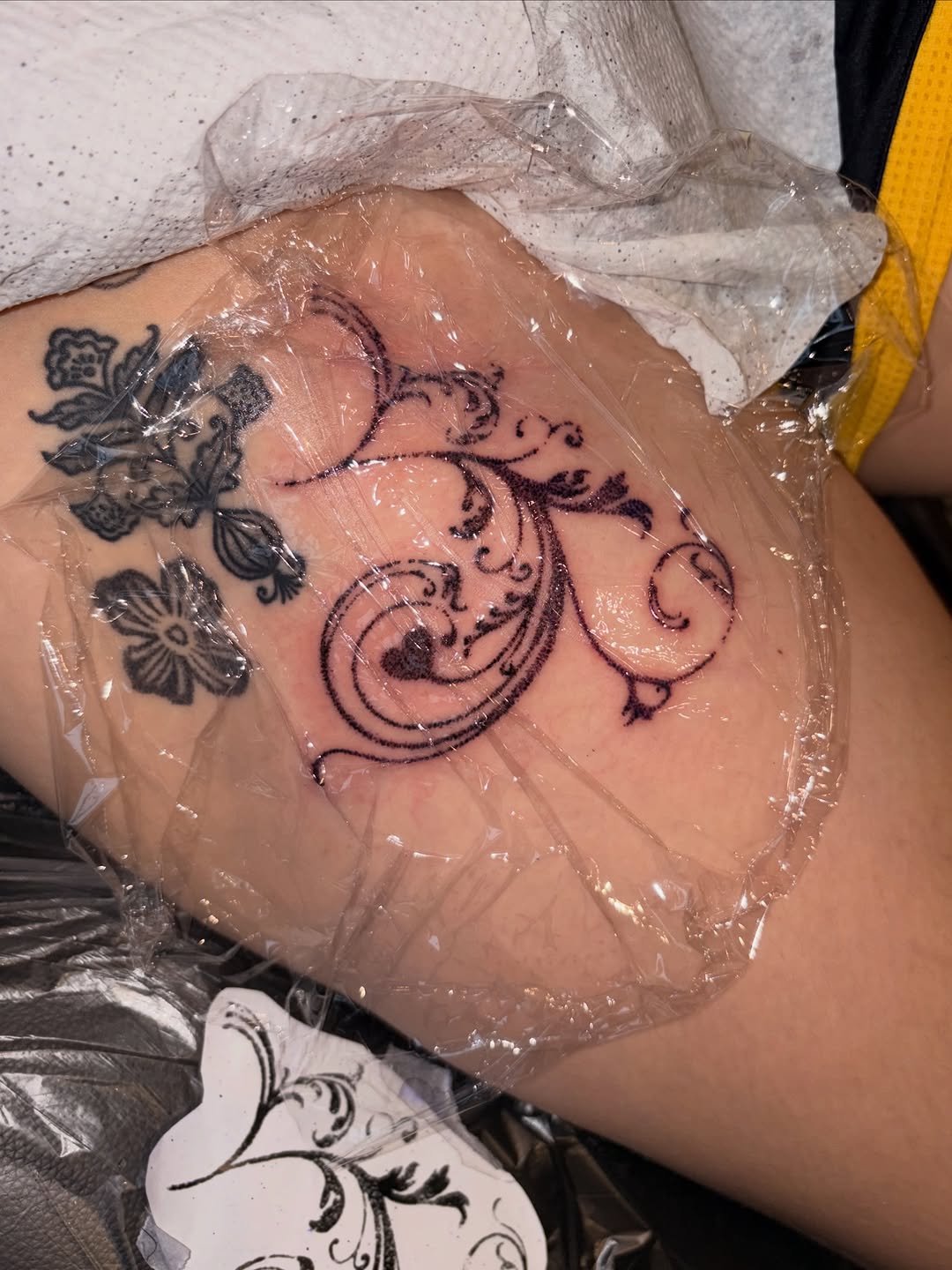 Tattoo by @swamp__slut — ornamental, black_and_grey