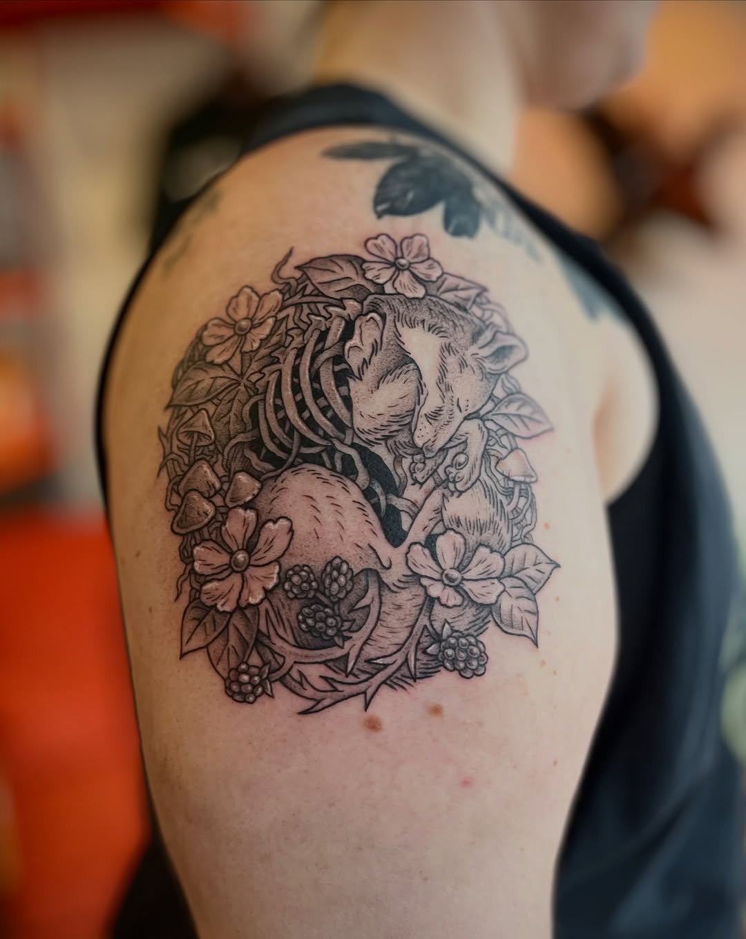 Tattoo by @coyotejo.tattoo — black_and_grey, illustrative