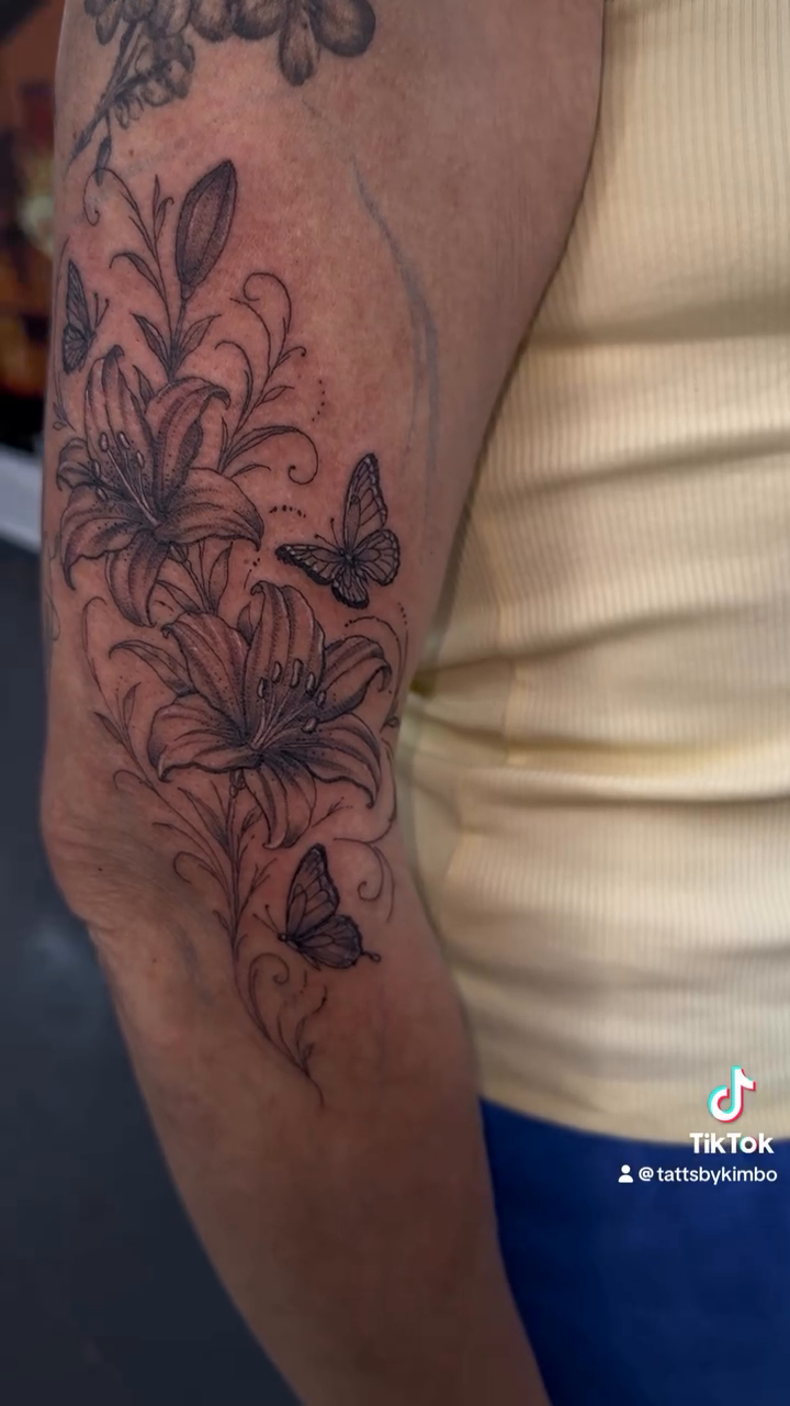 Tattoo by @tattsbykimbo — fine_line, black_and_grey