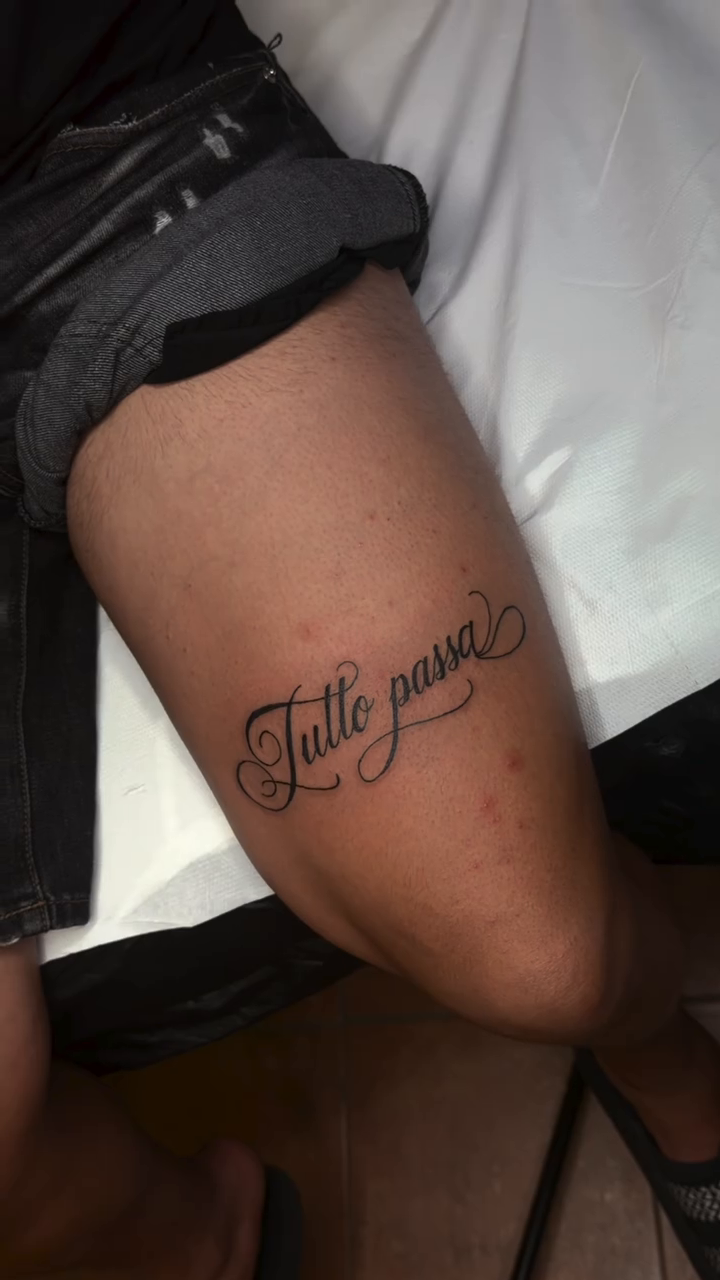 Tattoo by @ferraratattooo โ lettering_script, fine_line