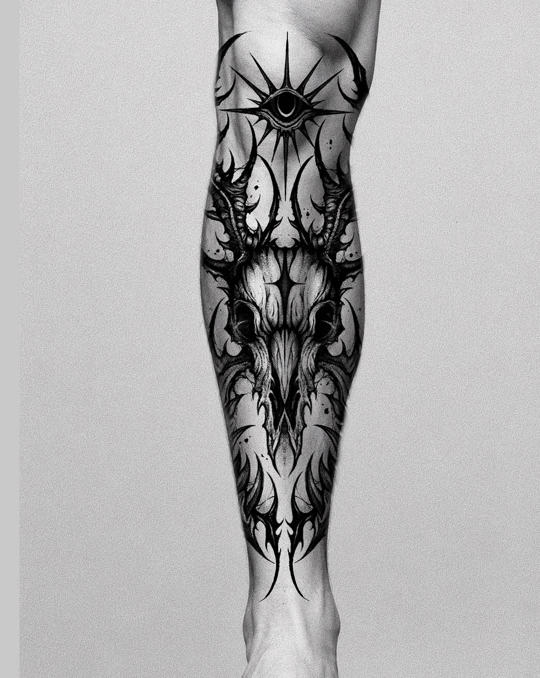 Tattoo by @kim9ang — blackwork, dark_realism