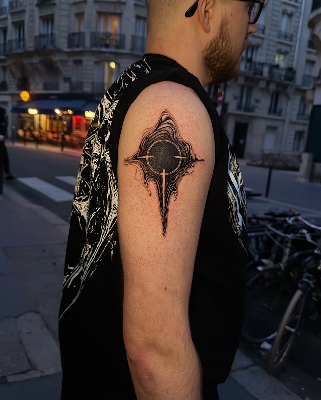 Tattoo by @voldblk — blackwork, geometric
