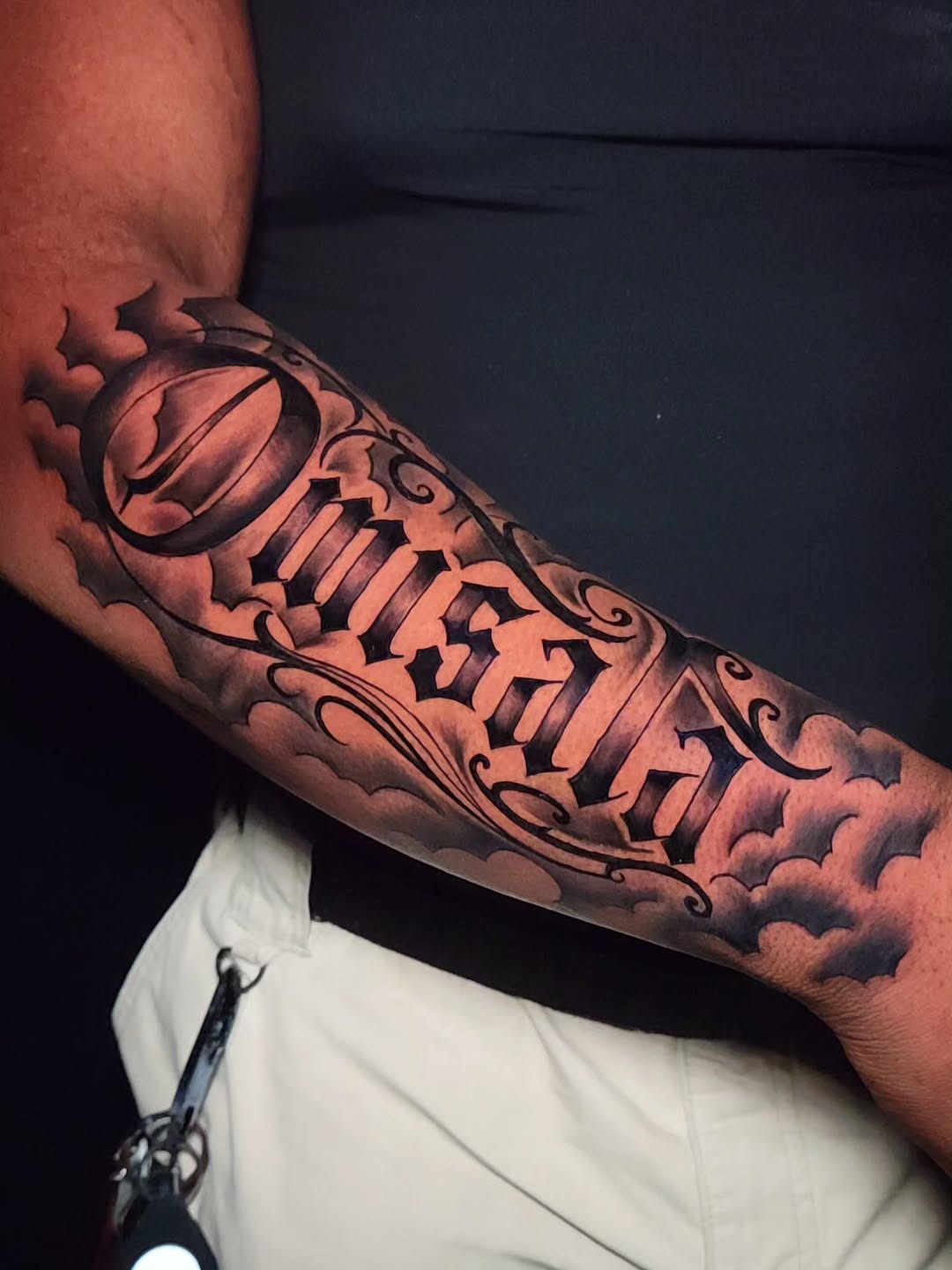 Tattoo by @theinkboxtattoos — lettering_script, black_and_grey
