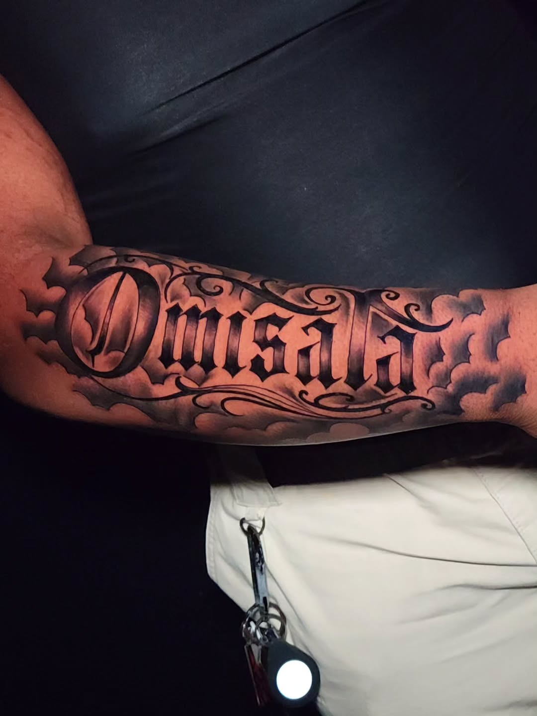 Tattoo by @theinkboxtattoos — lettering_script, black_and_grey