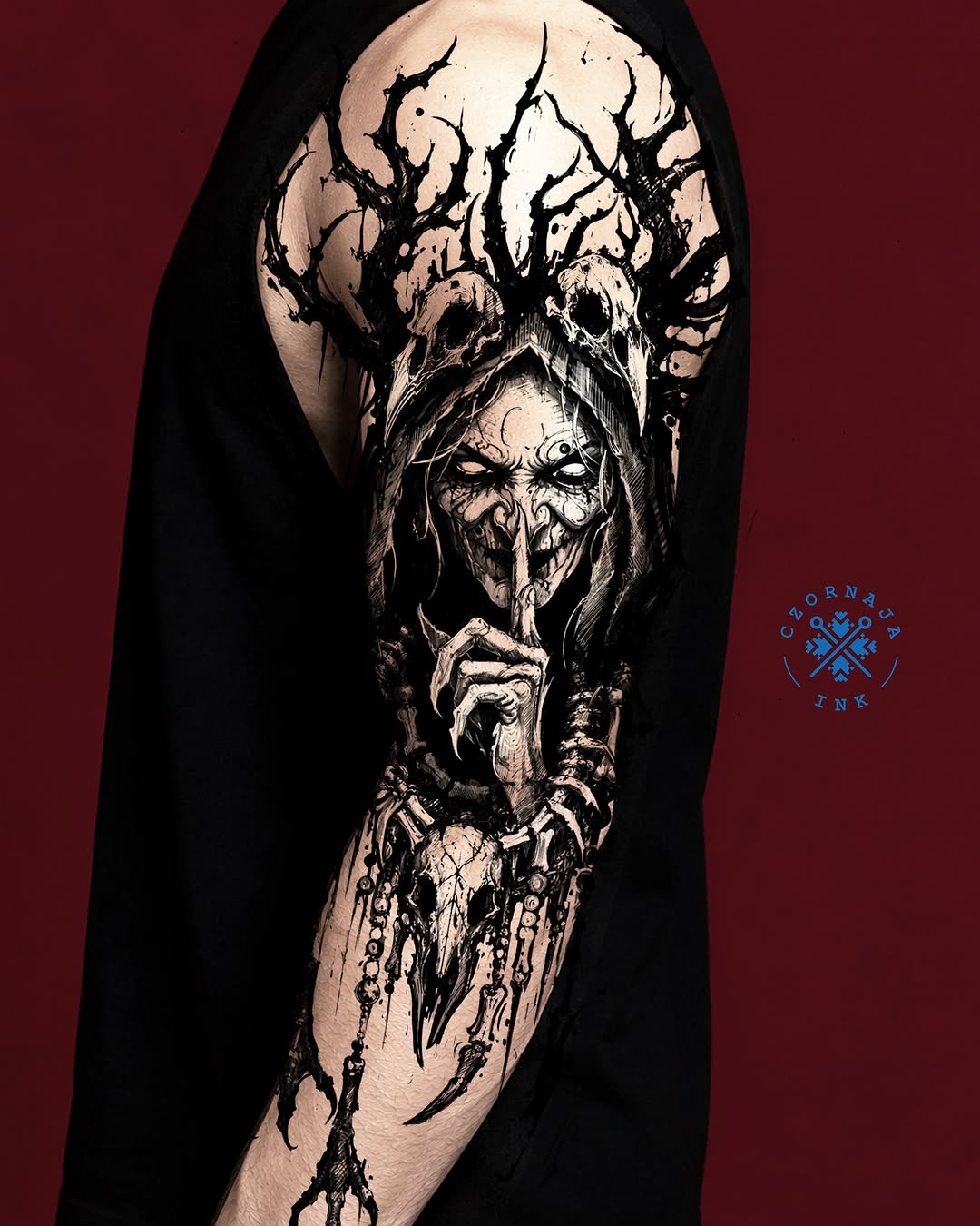Tattoo by @czornaja_ink — dark_realism, blackwork