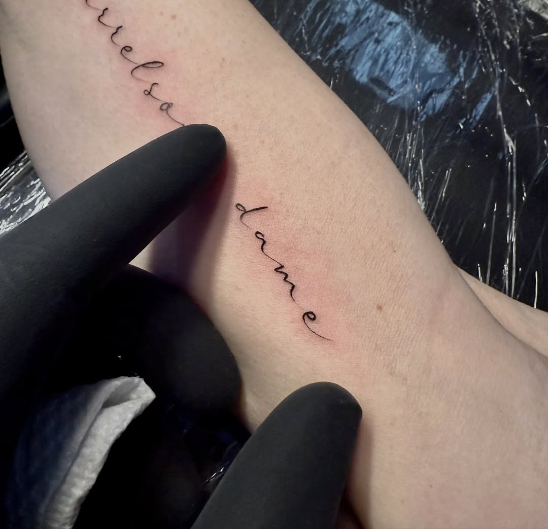 Tattoo by @ireland_tattoo — lettering_script, fine_line