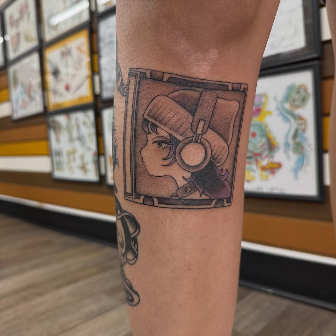 Tattoo by @allie.g.tattoo — anime, black_and_grey