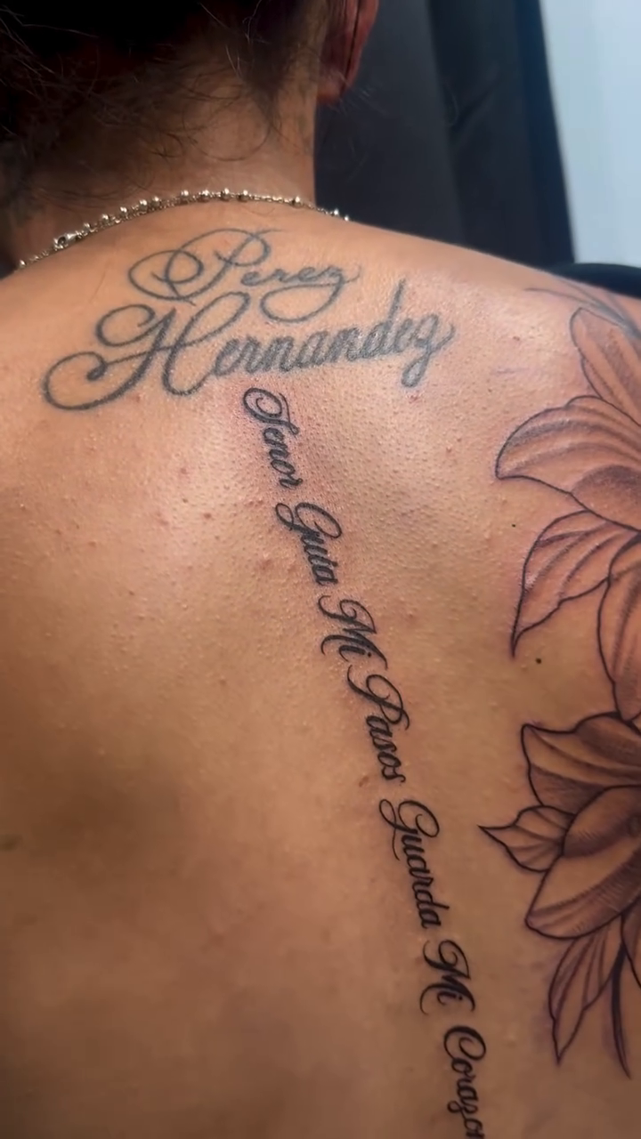 Tattoo by @vivica_ink — lettering_script, fine_line