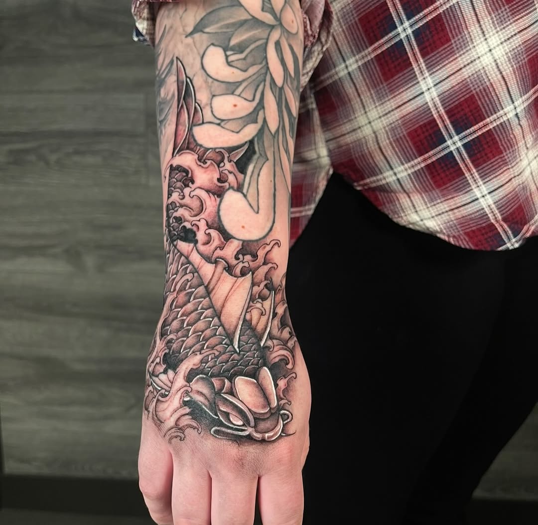 Tattoo by @ethanlundtattooing — japanese_irezumi, black_and_grey