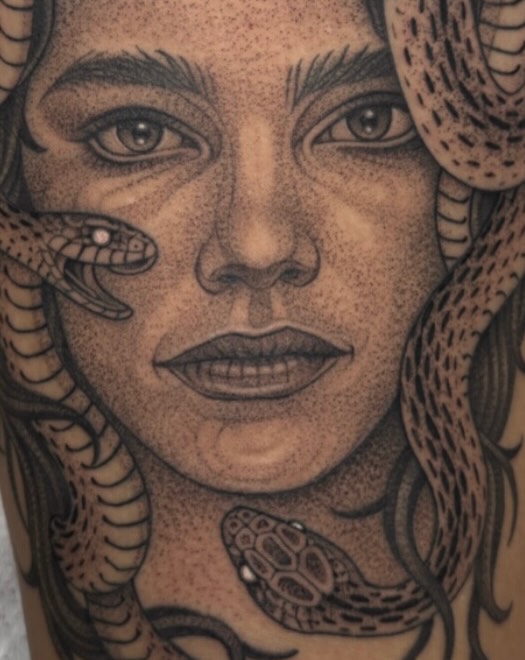 Tattoo by @michaelvillalobostattoo — black_and_grey, dotwork