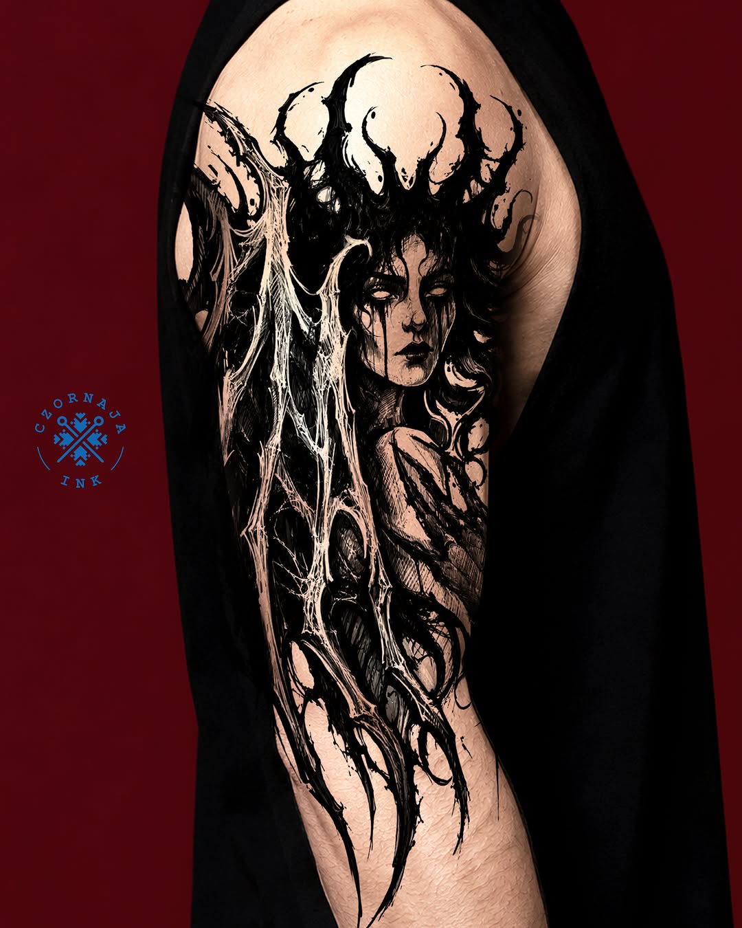 Tattoo by @czornaja_ink — blackwork, dark_realism