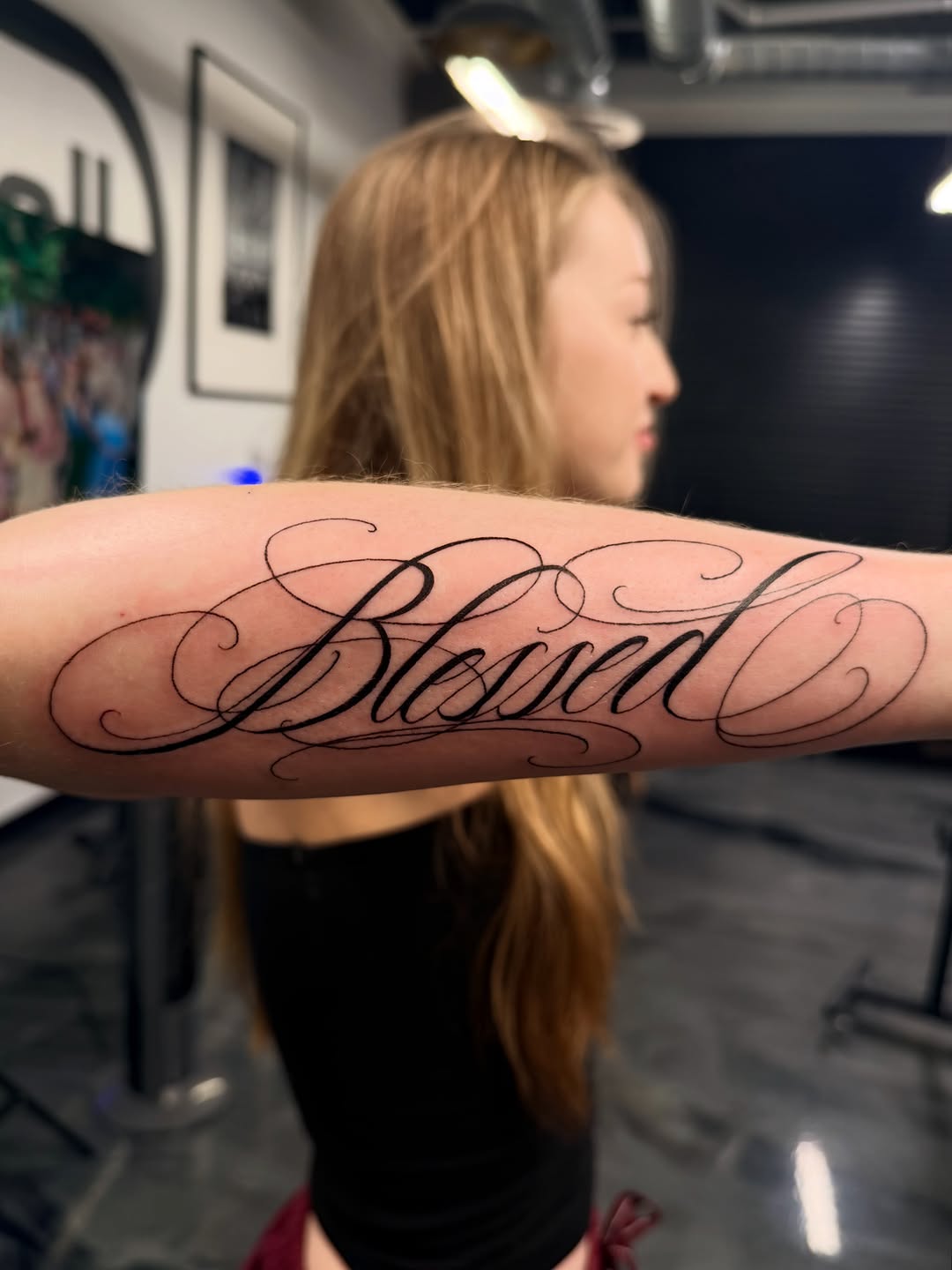 Tattoo by @stillballin6_ — lettering_script, fine_line
