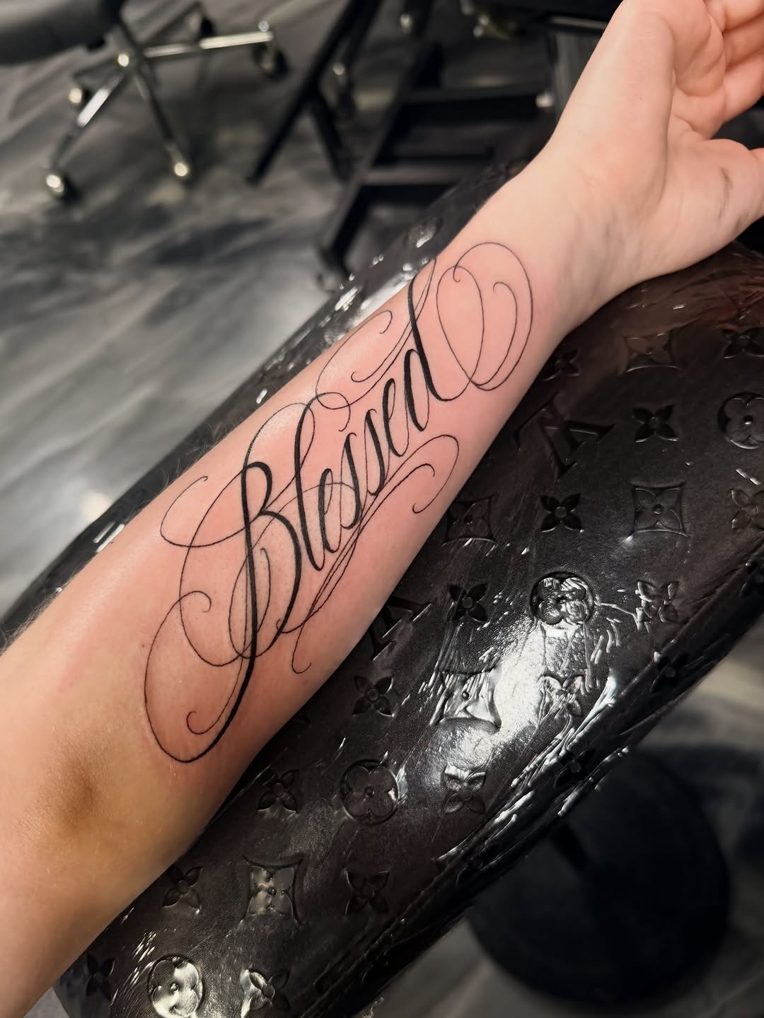 Tattoo by @stillballin6_ — lettering_script