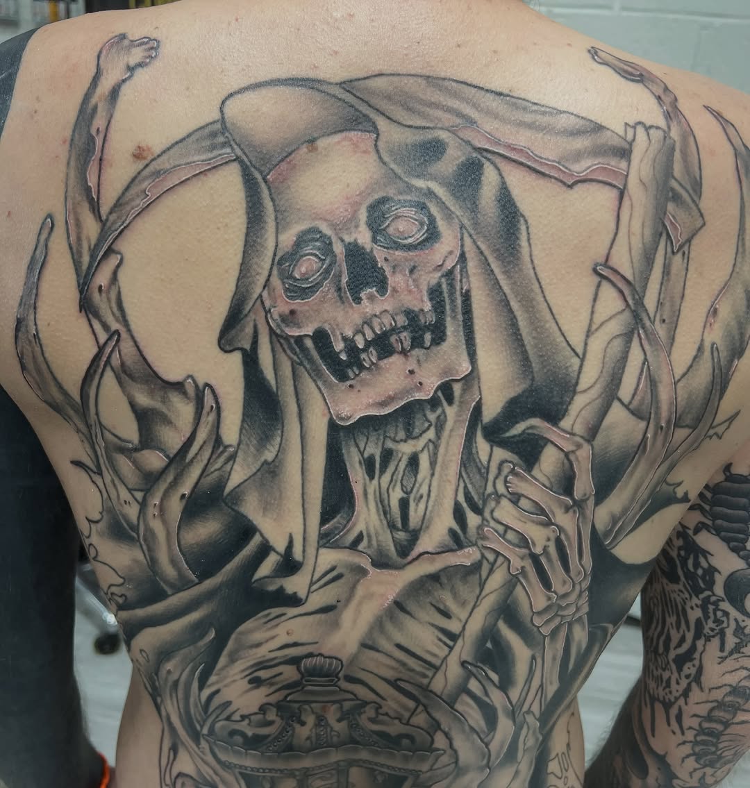 Tattoo by @neotrashace — dark_realism, black_and_grey