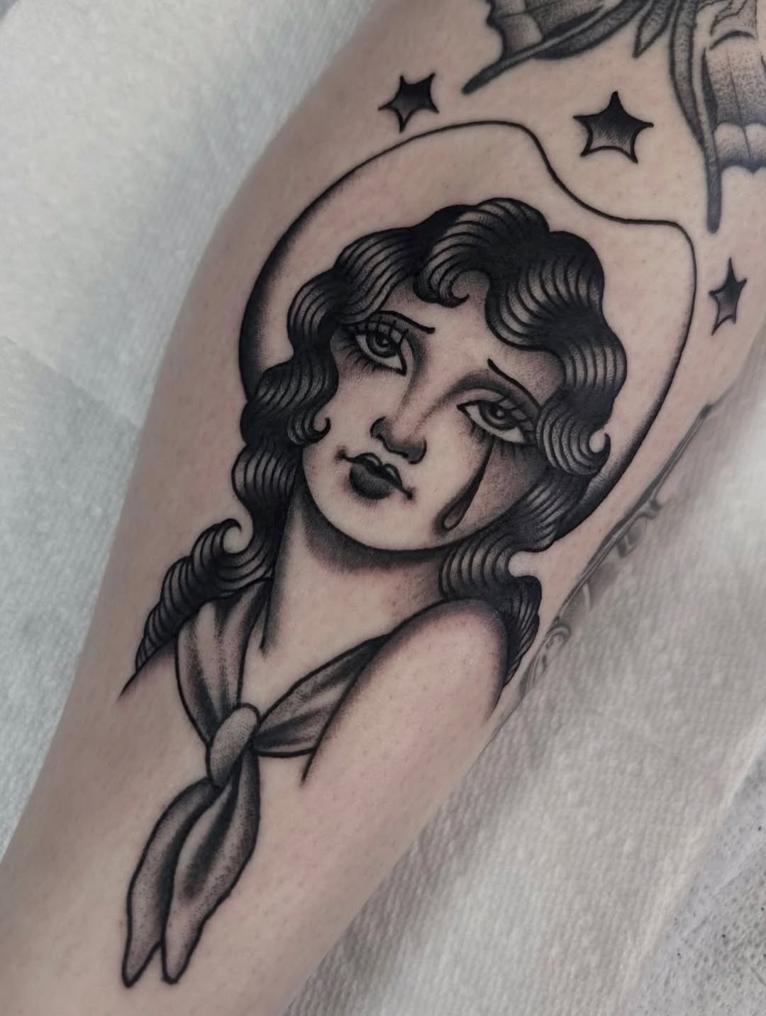 Tattoo by @celeste.tattoos — american_traditional, black_and_grey