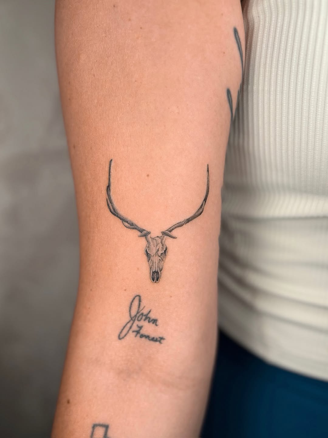 Tattoo by @eudokeotattoo — realism, lettering_script