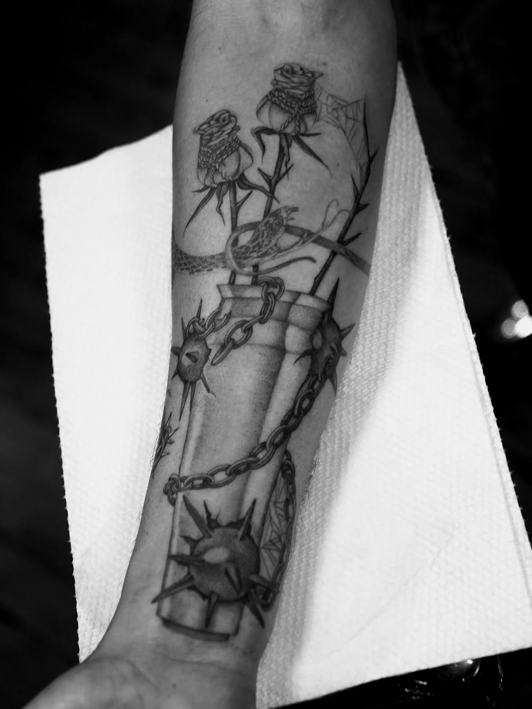 Tattoo by @chriscalibur_ — dark_realism, black_and_grey