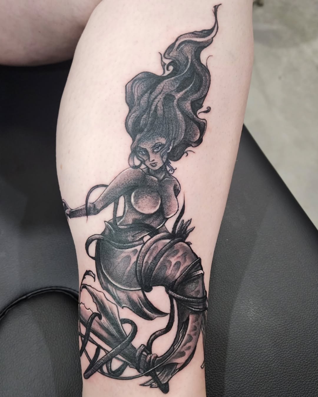 Tattoo by @cre8tionsink — black_and_grey, dark_realism