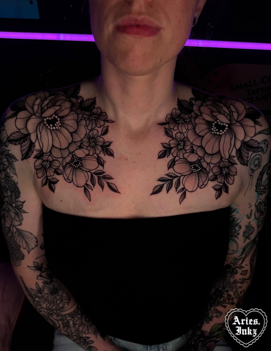 Tattoo by @aries.inkz โ black_and_grey, ornamental