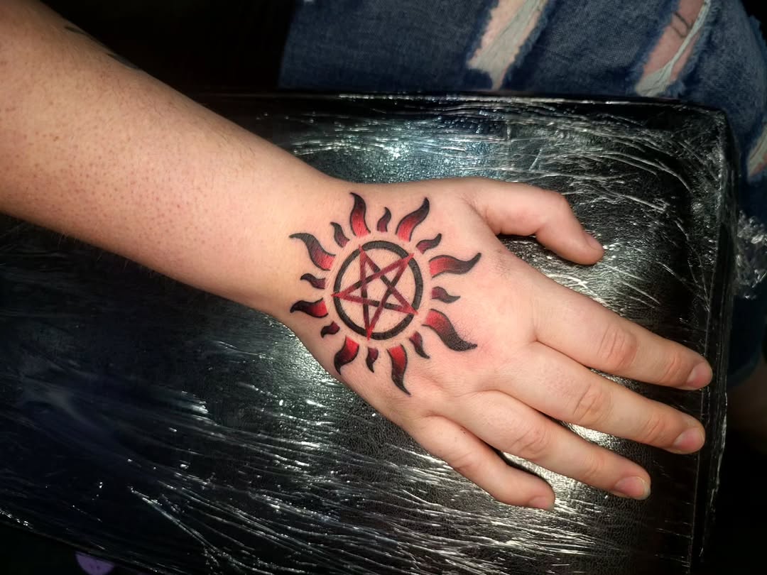 Tattoo by @inky.cauldron.tattoo — blackwork, geometric