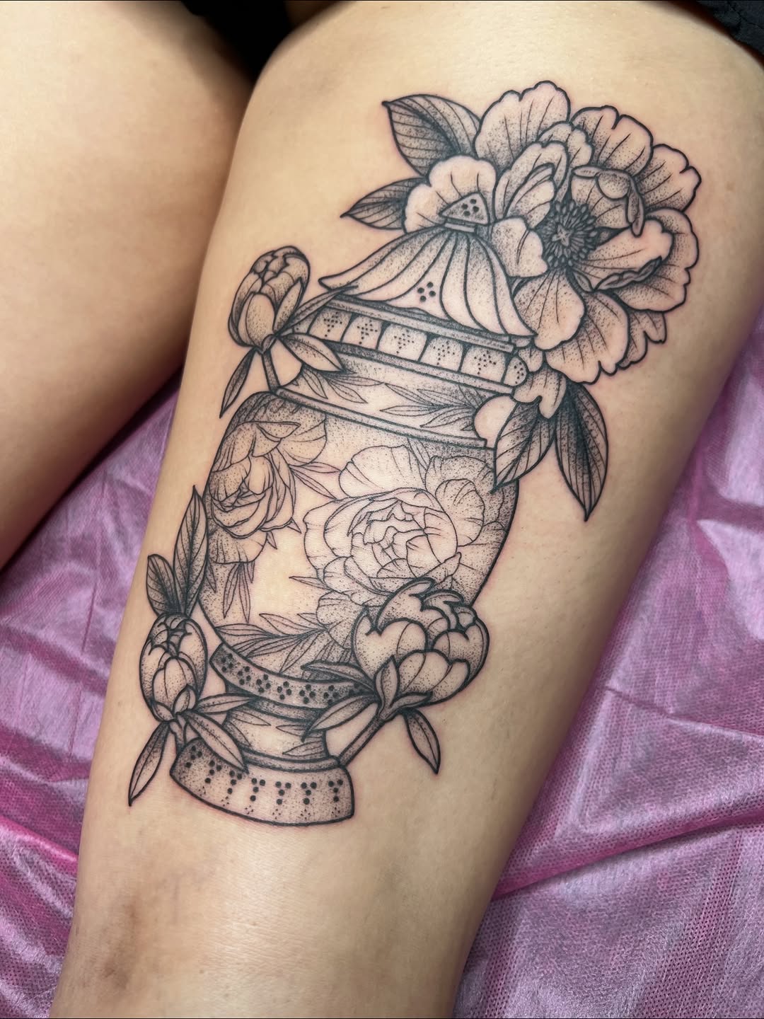 Tattoo by @brianaleflore — black_and_grey, ornamental
